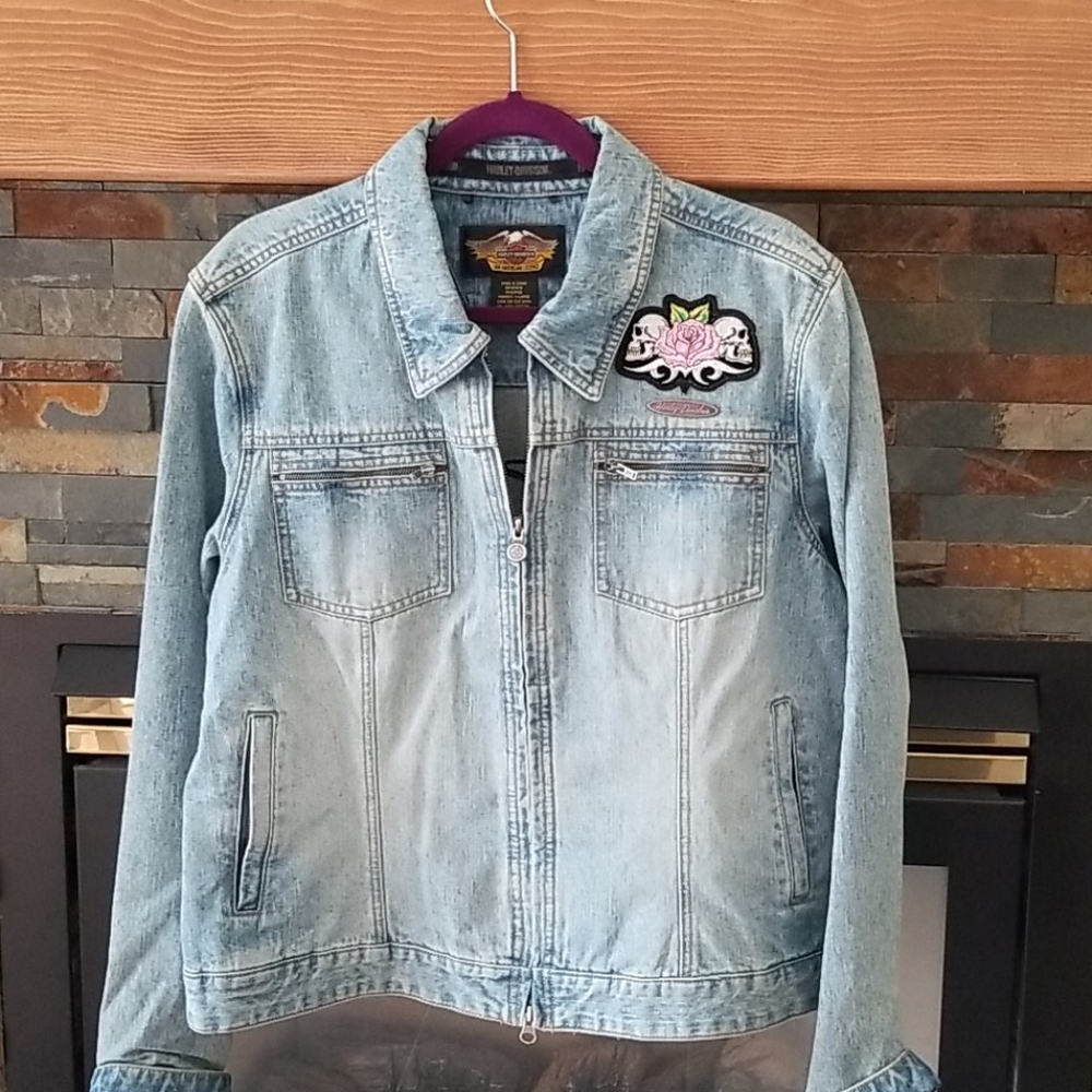 Harley unlined lightweight, light denim jacket